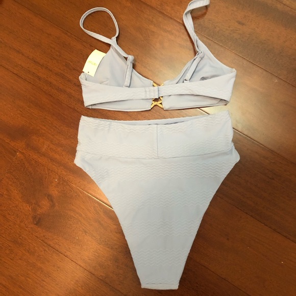 NWT Aerie Small Light Baby Blue Set - XS top, S High Waisted Bottoms - Picture 2 of 6